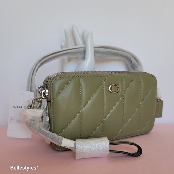 COACH Kira With Quilted Nappa Smooth Leather Crossbody Bag- Moss color ⭐ - Picture 3 of 16